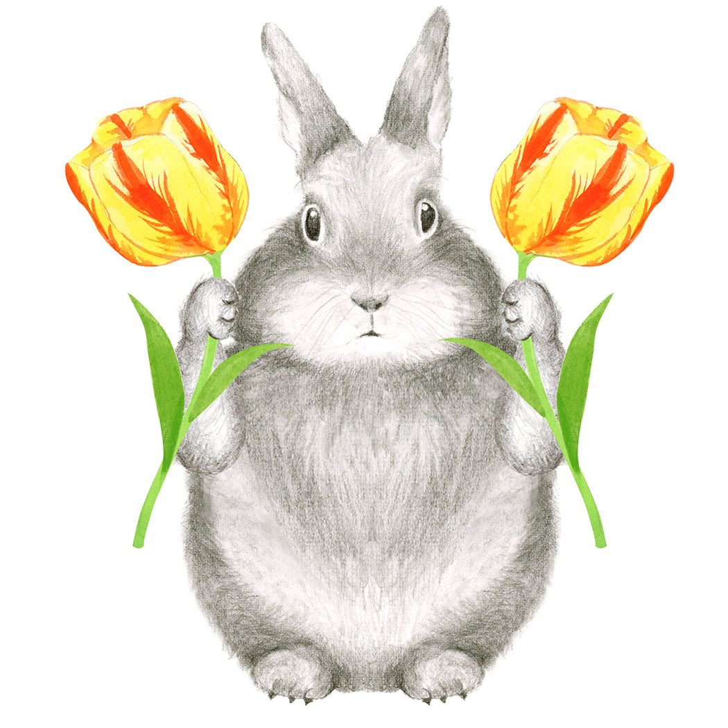 Bunny With Tulips