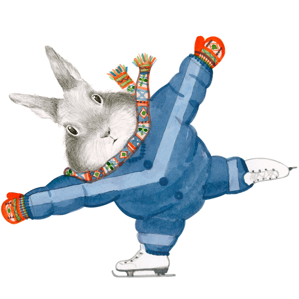 Bunny Skating in a Snowsuit