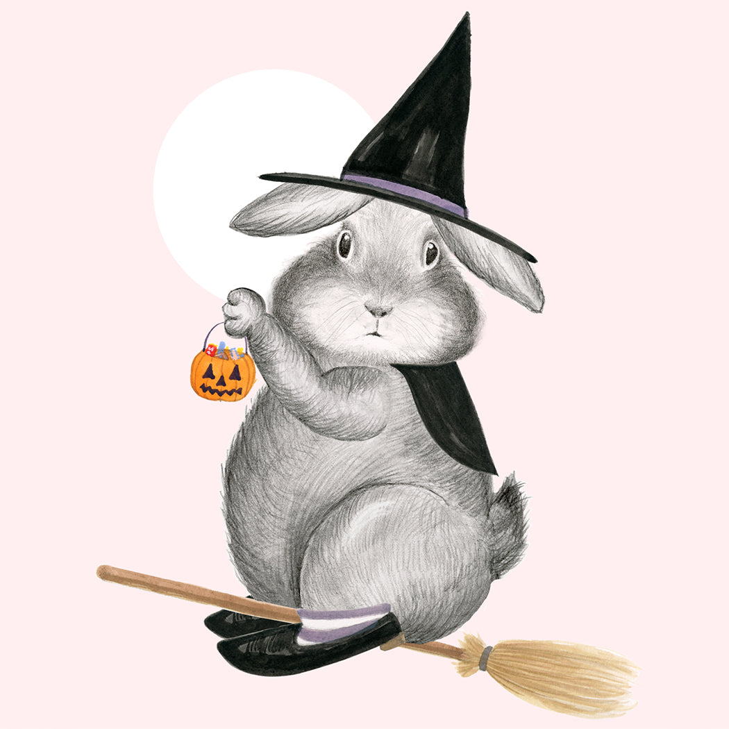 Bunny Witch on Magical Broom