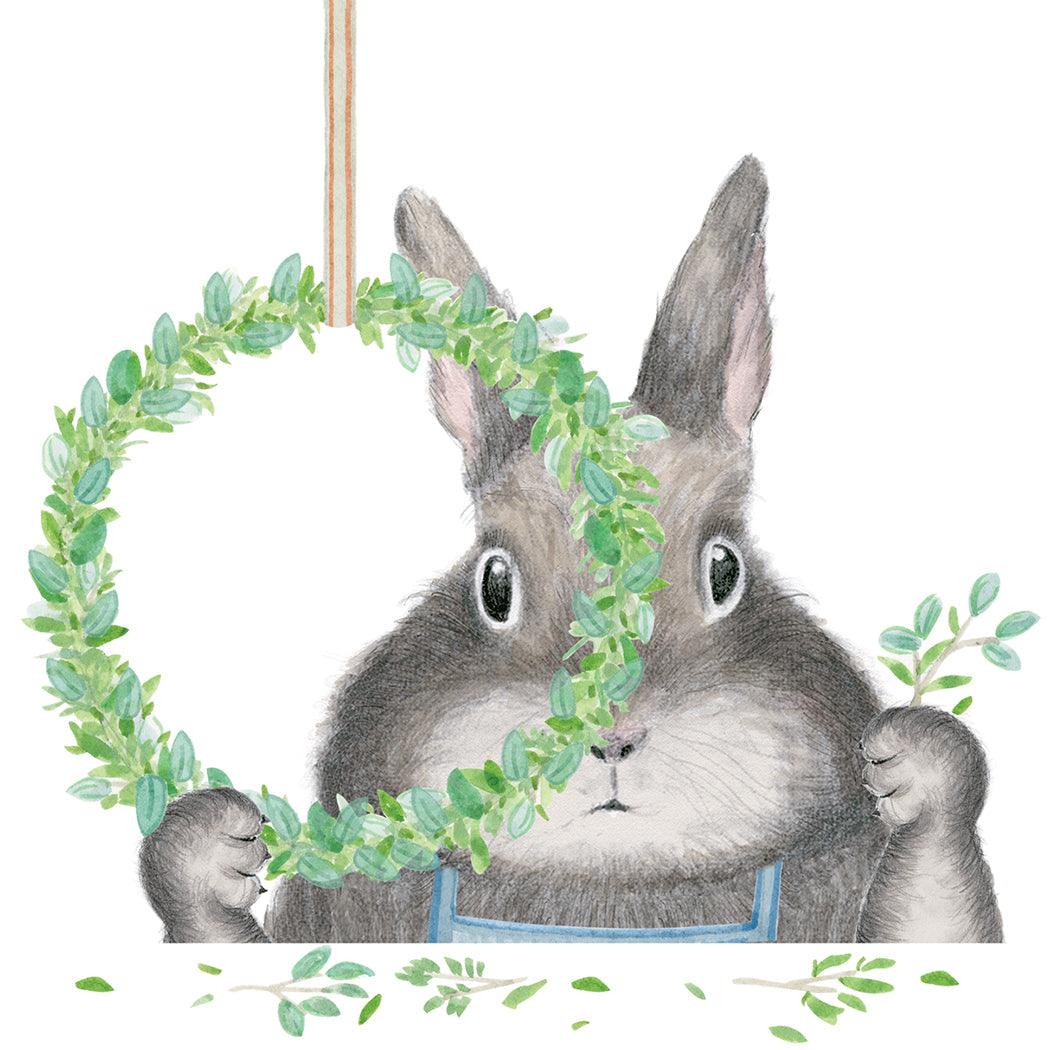 Bunny Making a Wreath
