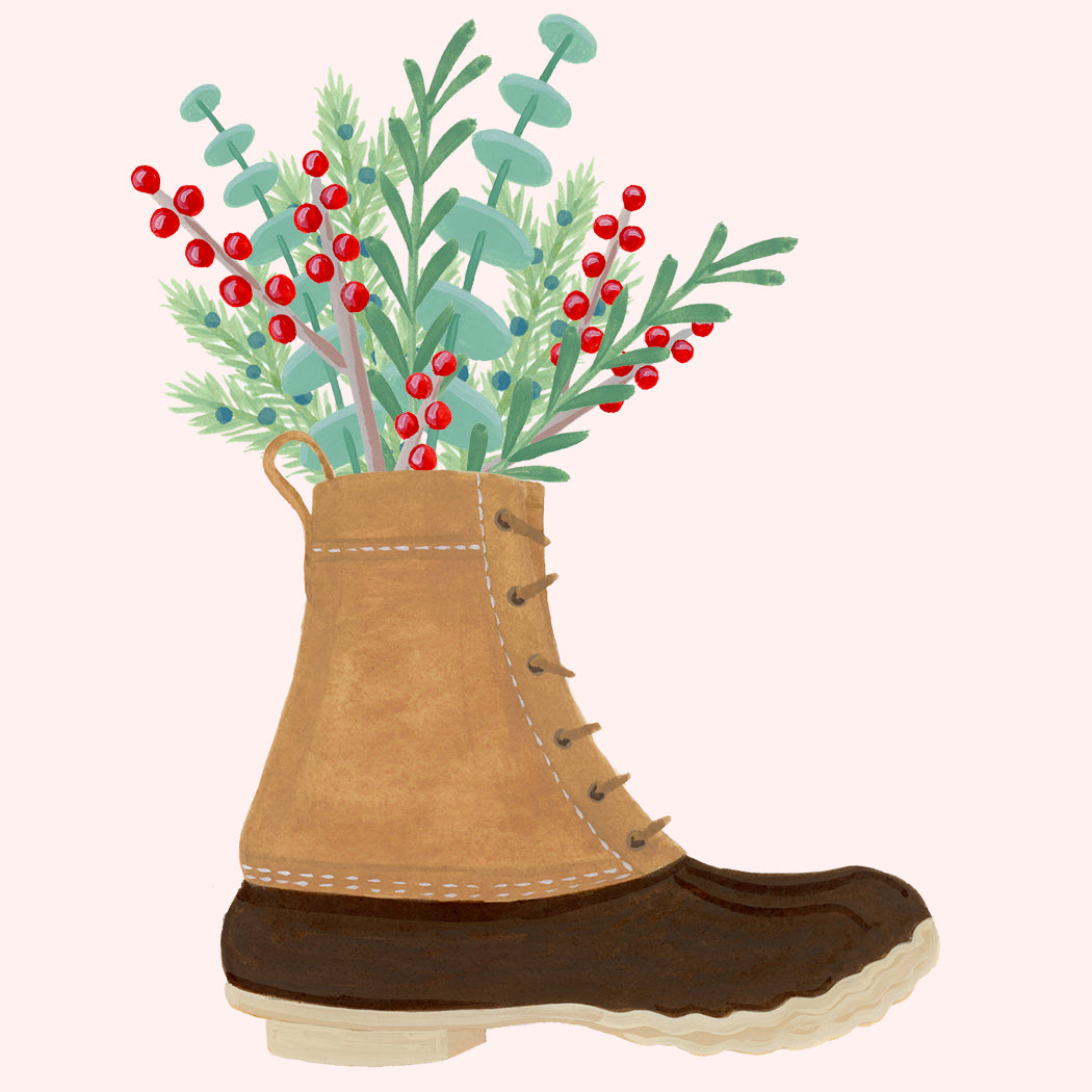 Duck Boot with Holiday Sprigs