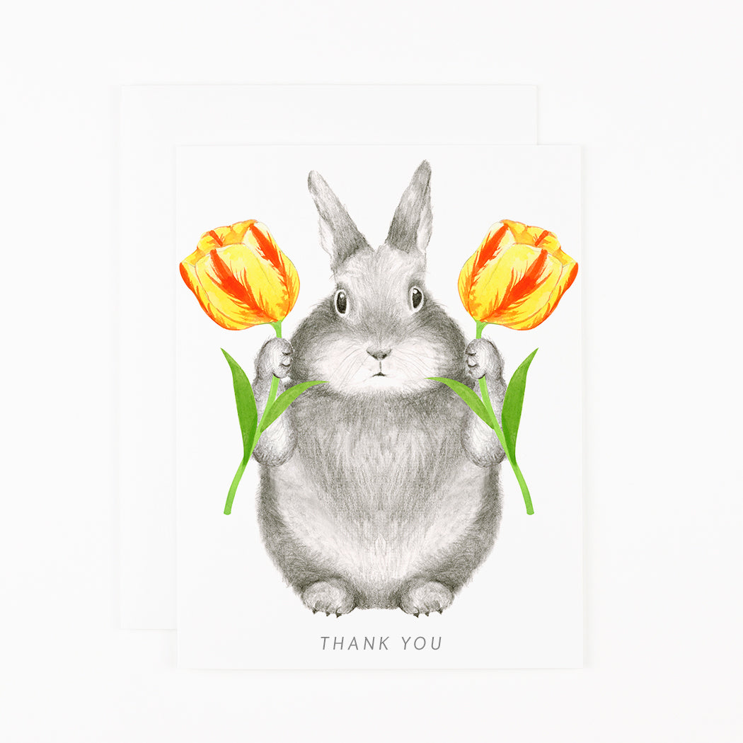 Bunny With Tulips  