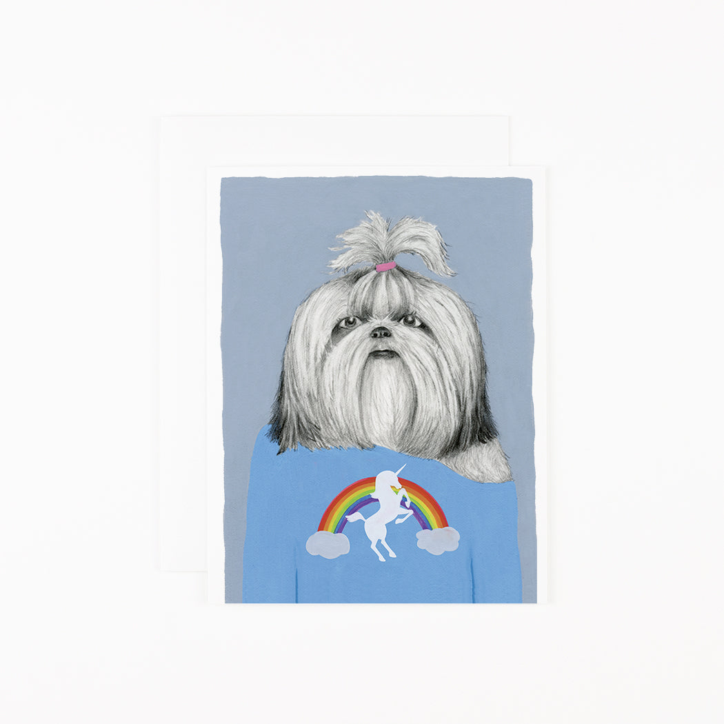 Shih Tzu in a Unicorn Tee  