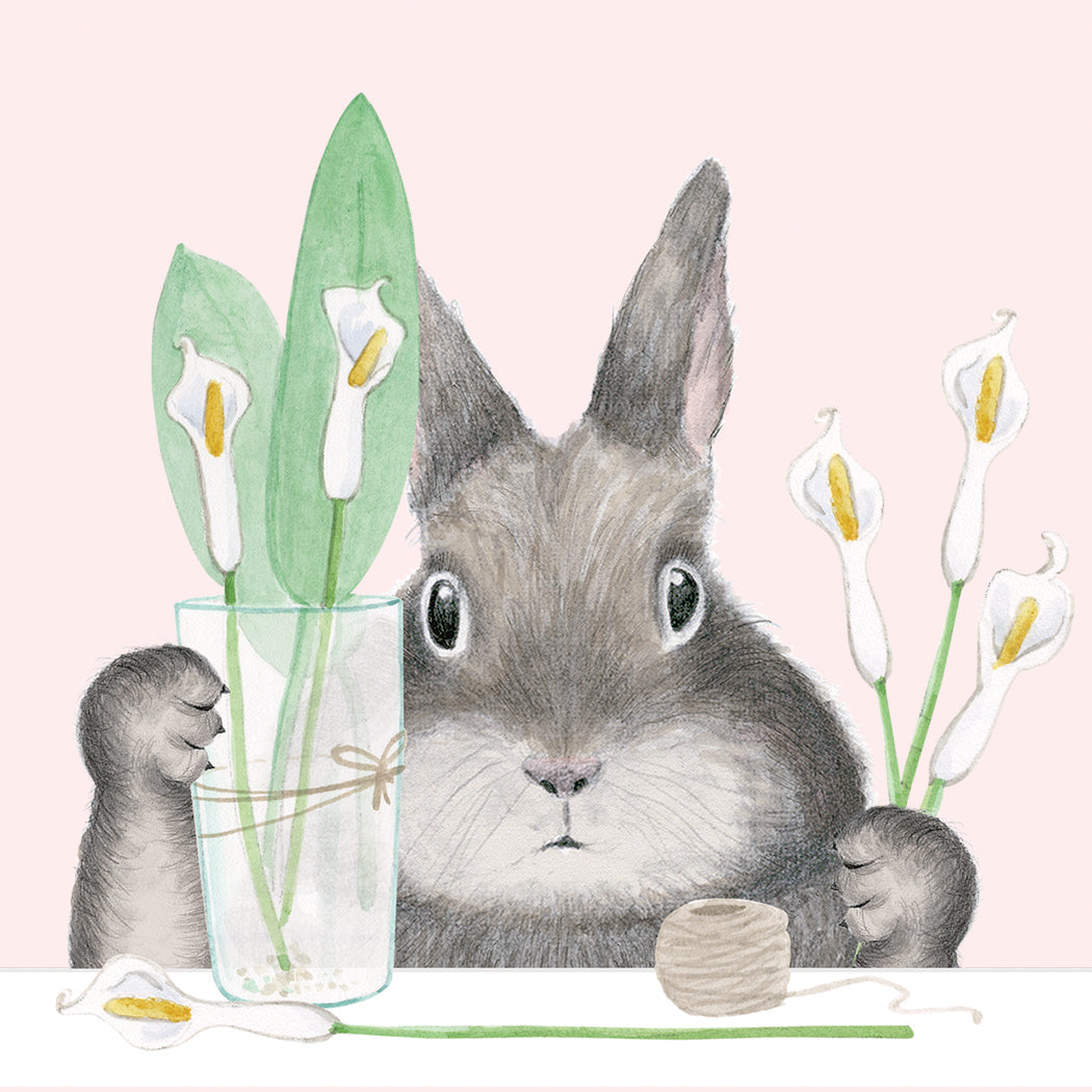 Bunny Arranging Lilies  